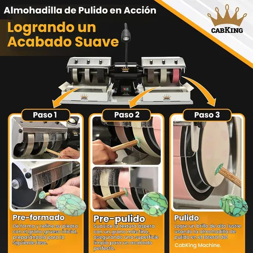 Vista 5 de Máquina de cabujón CabKing Equipo Lapidario – Máquina de pulido de joyas de 8" para molienda de gemas y pulido de piedras, incluye ruedas