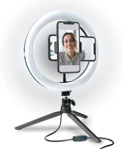 Vista 2 de Bower Anillo de luz LED de mesa de 10 pulgadas, regulable, modo de 3 colores, brillo de 10 niveles, perfecto para vlogging, transmisión, redes
