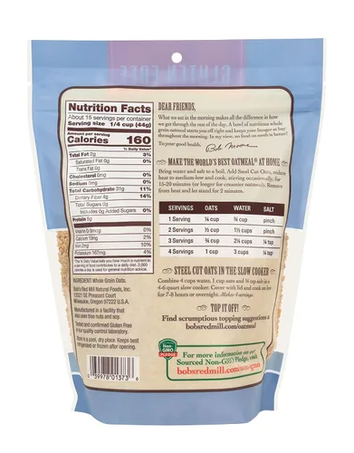 Vista 3 de Bob's Red Mill Avena de corte de acero sin gluten, 24 onzas (paquete de 4)