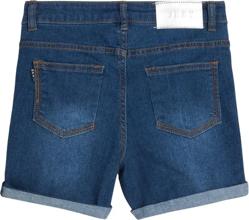 Vista 5 de DKNY Pantalones cortos de mezclilla elásticos con 5 bolsillos para niña grande
