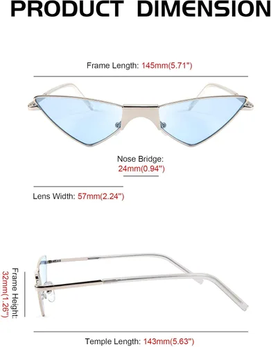 Vista 6 de FEISEDY Gafas de sol pequeñas con ojo de gato para mujer, color rosa, color caramelo, B2721