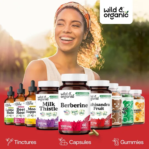 Vista 10 de Wild & Organic Berberine Cápsulas 1000 mg - Soporte antioxidante - 90 unidades Pure Berberine HCL Powder - Suplemento de corteza Berberis Aristata