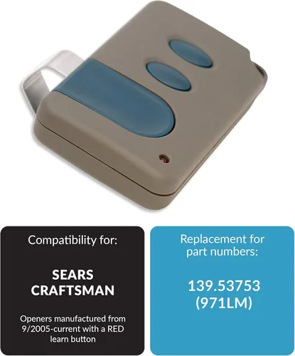 Vista 4 de Reemplazo remoto de puerta de garaje para Sears Craftsman (139.53681) 971LM (botón de aprendizaje rojo)