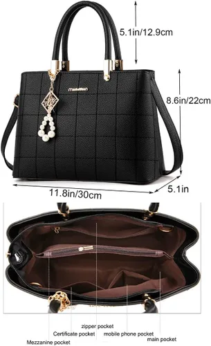 Vista 4 de XingChen Carteras y bolsos para mujer de piel sintética con asa superior, bolso de hombro para mujer