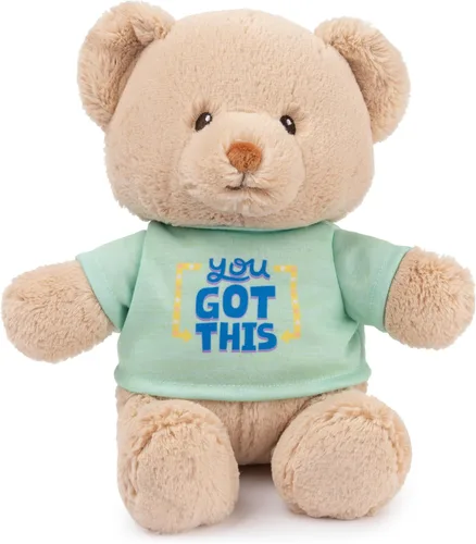 Vista 10 de GUND "Be Brave" Oso de Mensaje Sostenible con Camiseta Azul, Oso de Peluche Hecho de Materiales 100% Reciclados para Edades de 1 Año en Adelante