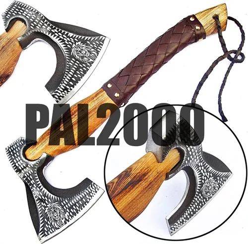 Vista 9 de Hacha de división camping cortar hacha vikingo Tomahawk batalla caza al aire libre mango de madera maciza 9971