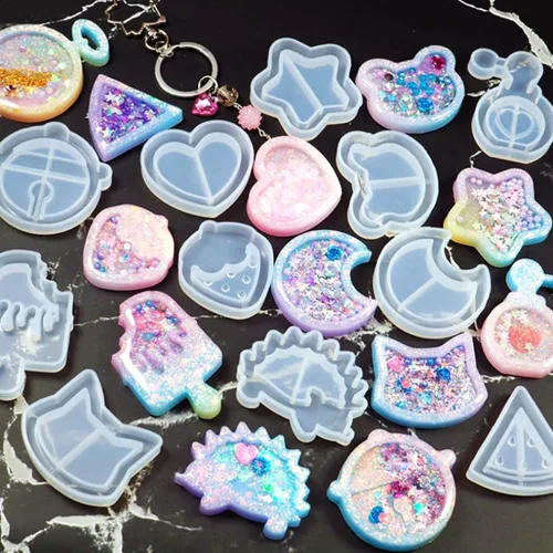Vista 5 de 9 moldes para coctelera de resina, molde de fundición epoxi de arena movediza Kawaii, molde de silicona de animales de gato con 3 hojas de película
