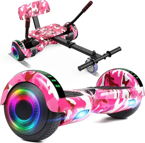 Vista 8 de FLYING-ANT Hoverboard de 6.5" de dos ruedas con asiento de autoequilibrio, scooter eléctrico con ruedas de luz LED Flash