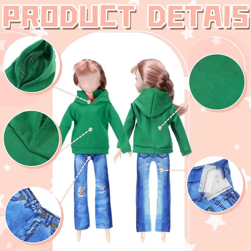 Vista 5 de 8 piezas de ropa para muñecas de 11.5 pulgadas, negro, naranja, rojo, verde