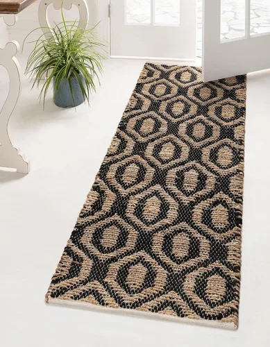 Vista 17 de Unique Loom Chindi Jute Collection - Alfombra de área (1 pies 2 pulgadas x 6 pies 1 pulgada, camino de mesa, azul marino)