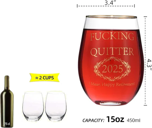 Vista 3 de Regalos de jubilación 2024 para mujeres, hombres, mamá, papá, tía, tío amigo, jefe, compañero de trabajo jubilado, regalo de 15 onzas, vasos de vino