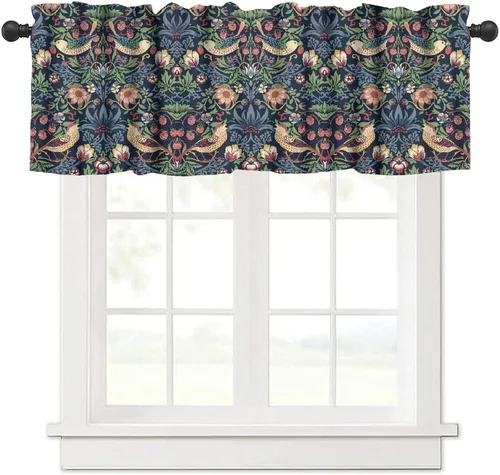 Vista 19 de William Morris - Cenefa de cocina, diseño retro de ladrones de fresas, estampado floral, para cocina, sala de estar, baño, cafetería, decoración