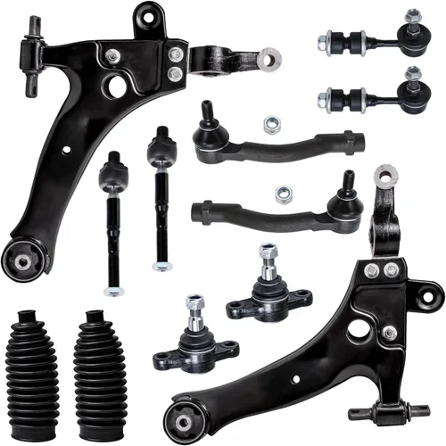 Vista 25 de Detroit Axle – 12 brazos de control superiores e inferiores delanteros con rótulas, barras de unión exteriores e interiores con topes, barras