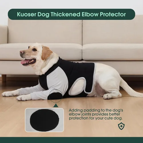Vista 4 de Kuoser Traje de recuperación de cirugía para perros para piernas delanteras, camisa de manga larga para perro con protector de codo, rodillera