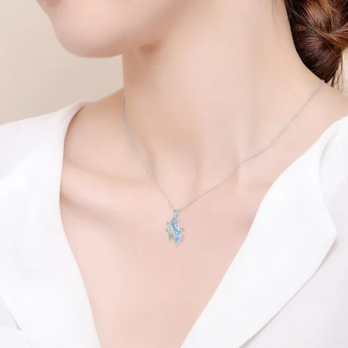 Vista 2 de Collar de animales para mujer, plata de ley 925, joyería de animales lindos, collar con colgante de animales, regalo de graduación de cumpleaños
