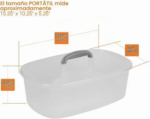 Vista 6 de Casabella Organizador de almacenamiento de limpieza multiusos de plástico con asa, 1.5 galones, transparente