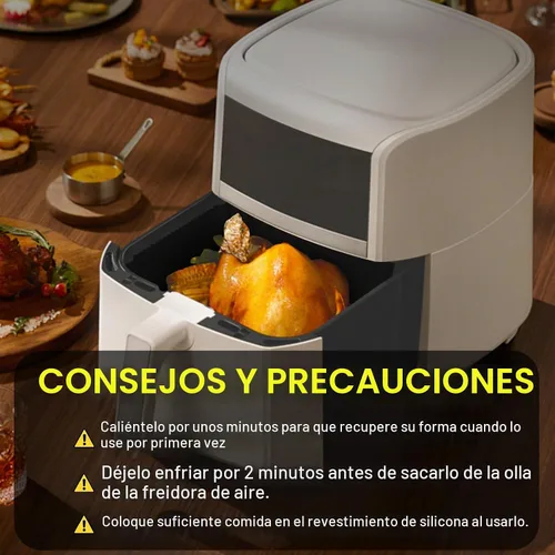 Vista 7 de Paquete de 2 forros de silicona reutilizables para freidora de aire de 7.1 pulgadas, forros cuadrados para freidora de aire de 4 a 7 cuartos de Negro