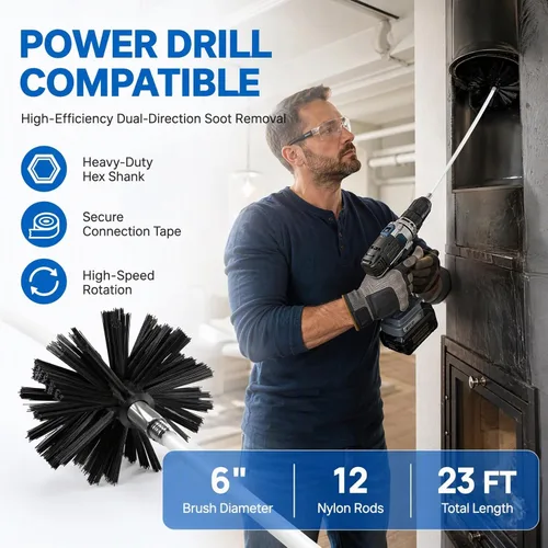 Vista 2 de Didiseaon 20 Feet Chimney Sweep Kit Flexible Chimney Brush Set