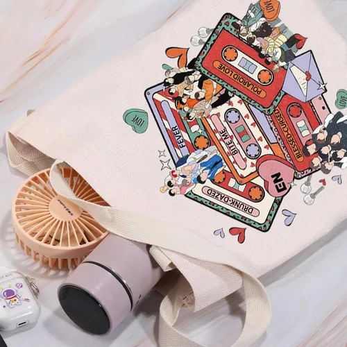 Vista 6 de K-POP Bolsa de compras de viaje de música Kpop Album Lover Bolsa reutilizable Corea del Sur Star Team Fans Regalo