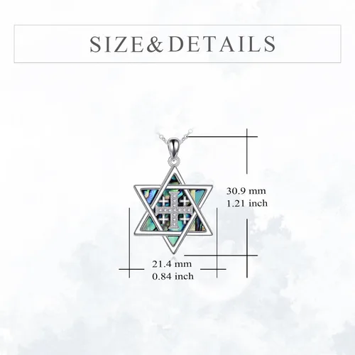 Vista 67 de YFN Collar de estrella de David de plata de ley, concha de abulón, árbol de la vida, joyería judía, regalos para mujeres y hombres