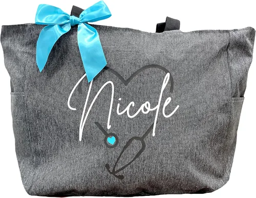 Vista 8 de Up2ournecksinfabric LLC Personalized Large Nurse Tote Bag, Custom Gift for Nurse,Customized Tote Bag, Graduation Gift