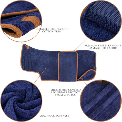 Vista 6 de Lucky Pooch® Bata de baño para perro, lujosa bata de baño para perro, ultra absorbente, ¡seca a tus perros en minutos! Doble capa, toalla súper Ámbar