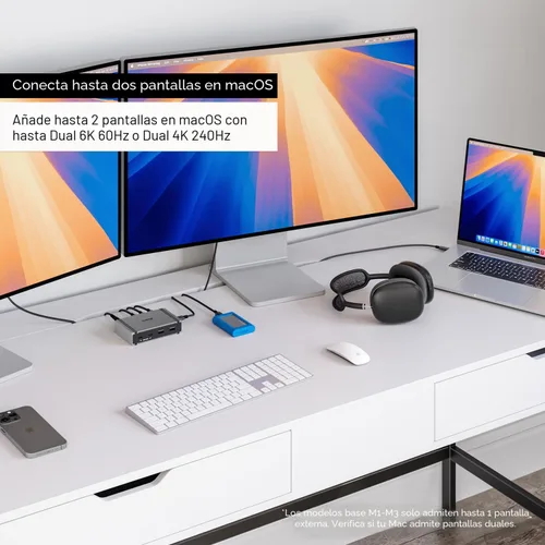Vista 6 de CalDigit E5 - Hub Thunderbolt 5 Element 5 - 9 puertos, 4x puertos Thunderbolt 5/USB4 v2, 3x USB-A y 2x USB-C de 10 Gb/s, pantallas de 8K individual