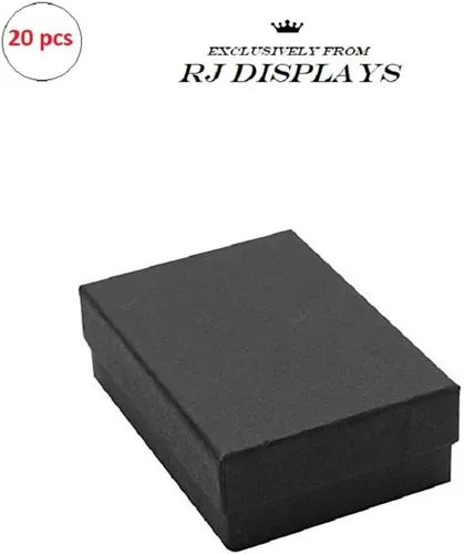 Vista 2 de RJ Displays - Paquete de 20 cajas de cartón negro mate relleno de algodón para regalo y venta al por menor, 3 x 2 x 1 pulgadas, tamaño #32 por R J