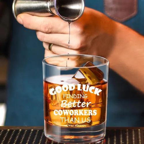 Vista 4 de LIGHTEN LIFE Vaso de whisky Good Luck Finding Better Coworkers Than Us de 12 onzas, regalo novedoso para compañero de trabajo en una valiosa caja