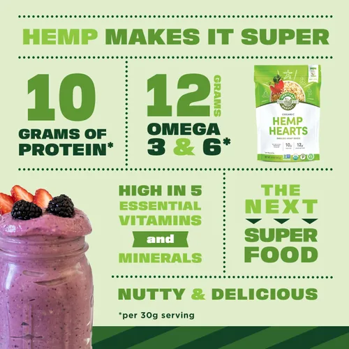 Vista 4 de Manitoba Harvest Hemp corazones de semillas de cáñamo 10 g Plant-Based Protein and 12 g Omegas 3 and 6 per 30 g Serving, Easy to Digest with 9