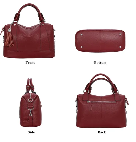Vista 46 de Heshe - Bolsa de hombro de piel para mujer, con asa superior, bolsa cruzada