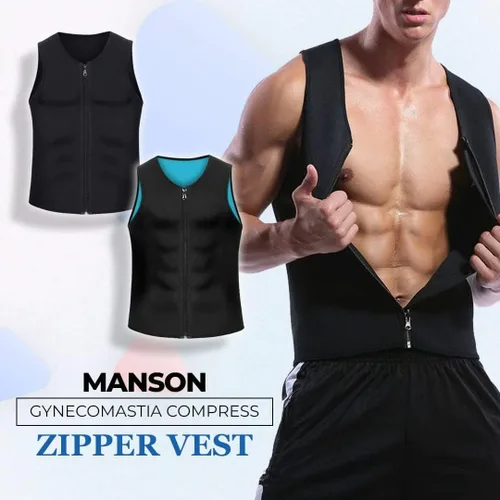 Vista 5 de Chaleco de compresión para hombre, chaleco de compresión Manson para ginecomastia con cremallera