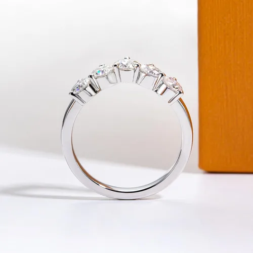 Vista 6 de Anillos de eternidad de moissanita, anillos de boda, color D, claridad VVS1, redondo, corte brillante, plata de ley 925, 56 piedras, anillos