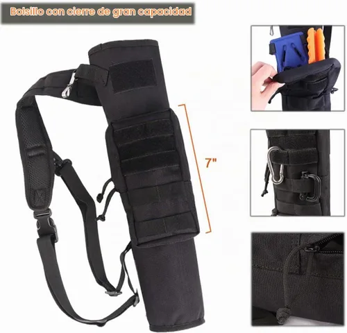 Vista 3 de Carcaj de arco ligero para la espalda con doble uso plegable compacto, bolsa de flechas para la cadera con sistema Molle colgado para tiro al blanco