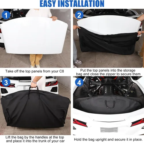 Vista 6 de Daeiclru Bolsa de almacenamiento extraíble para panel de techo compatible con Chevrolet Corvette C8 2020-2026, bolsa de almacenamiento rígida