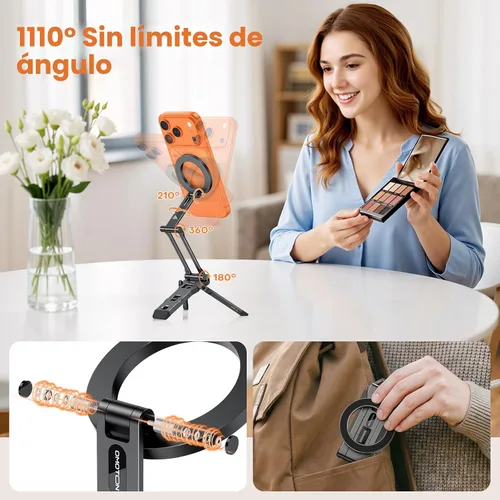 Vista 7 de OMOTON TP06 Pro [Cordón equipado] para gancho MagSafe para trípode con parte trasera magnética y base Arca-Suiza, rotación de 360° con tornillo