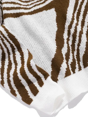 Vista 103 de ZAFUL Y2K - Suéter casual con estampado de llama estética para hombre, suéter de punto holgado, manga larga, cuello redondo