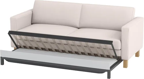 Vista 5 de HomeTown Market Funda de sofá de algodón duradera solamente. Sofá no incluido. Compatible con IKEA Karlstad 3 plazas funda de repuesto (azul oscuro)
