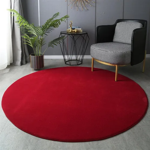 Vista 12 de Alfombra redonda sólida gruesa antideslizante, alfombra de felpa suave y esponjosa para sala de estar, dormitorio, habitación de los niños, Beige