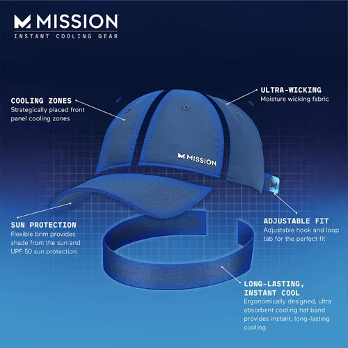 Vista 3 de MISSION Cooling Performance Hat - Unisex Baseball Cap for Men and Women - Instant-Cooling Fabric, Adjustable Fit