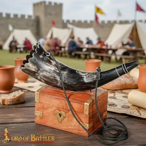 Vista 5 de Cuerno vikingo Pibole de buey auténtico, hecho a mano, estilo medieval