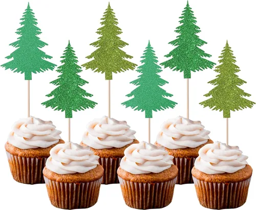 Vista 25 de Rsstarxi Paquete de 24 Adornos para Cupcakes Oh Baby de Navidad con Purpurina, Sombreros de Navidad, Palillos para Cupcakes de Baby Shower para Baby