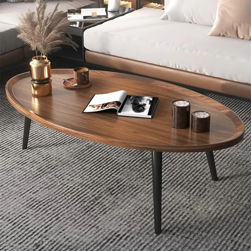 Vista 6 de Mesa de centro de madera moderna para sala de estar Mesa de centro ovalada moderna para sala de estar 32