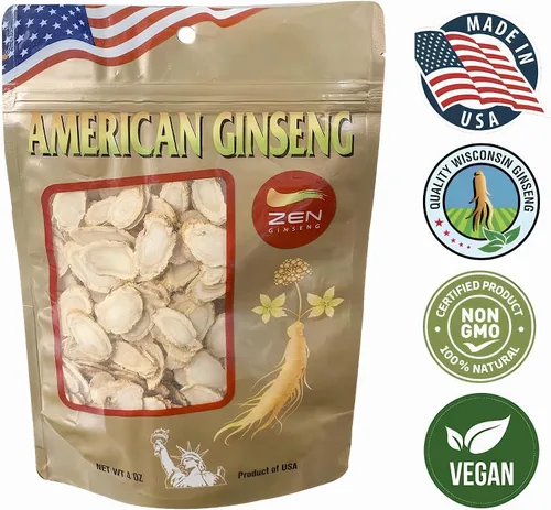 Vista 8 de 1 bolsa de rebanadas de ginseng americano de Wisconsin, Panax Ginseng. Aumenta la inmunidad corporal, la energía y la resistencia para hombres