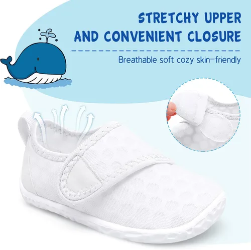Vista 2 de LeIsfIt Zapatos de agua para niños y niñas, calcetines acuáticos transpirables para nadar, antideslizantes, zapatos de playa descalzos