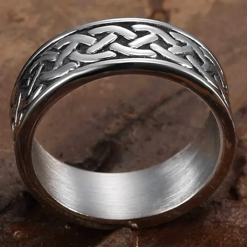 Vista 4 de Jude Jewelers Anillo de boda de estilo vintage nudo celta ondulado de 8 mm de acero inoxidable