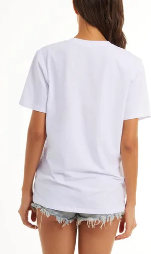 Vista 3 de Camisetas de manga corta para mujer, blusas de cuello en V de ajuste holgado