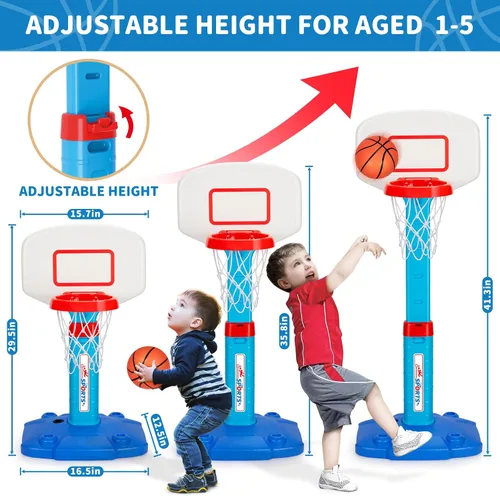 Vista 2 de Aro de Baloncesto para Niños Pequeños de Interior para Edades 1-3, Aros de Baloncesto Ajustables para Niños, Mini Aro de Baloncesto con 3 Pelotas