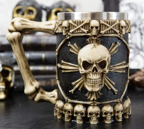 Vista 7 de Ebros Gift Gran taza de café con diseño de ron pirata pirata y huesos cruzados, diseño de calavera y cráneo, jarra, jarra, taza de café de 20 onzas