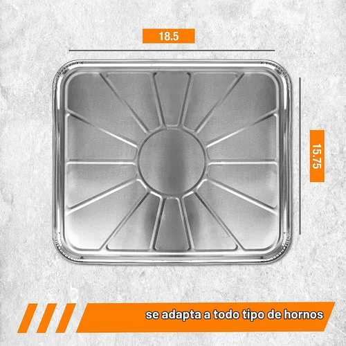Vista 2 de Plasticpro Forro de horno de papel de aluminio desechable Bandeja de goteo reutilizable para horno - Bandeja para cocinar y hornear Paquete de 5